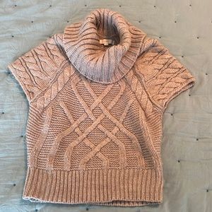 Ann Taylor Loft Short Sleeve Wool Blend Cable Knit Sweater